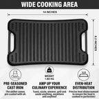 pre seasoned cast iron reversible grill griddle pan for steak BBQ roti dosa - lifestyle use view
