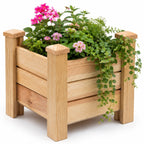 Fast Forward Square Wooden Planter Box with Drainage Holes | Natural Wood Indoor & Outdoor Decor