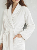 Premium Women's Plush Long Bathrobe - Soft Warm Fleece Robe with Shawl Collar for Spa & Home