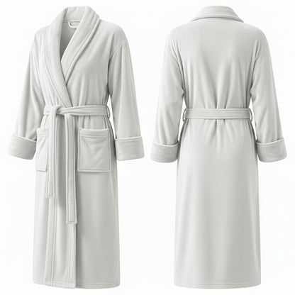 Premium Women's Plush Long Bathrobe - Soft Warm Fleece Robe with Shawl Collar for Spa & Home
