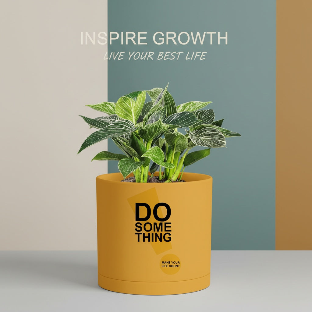 Modern Art Planter Pots with Drainage & Saucer 6-Inch – Custom Trendy Designs