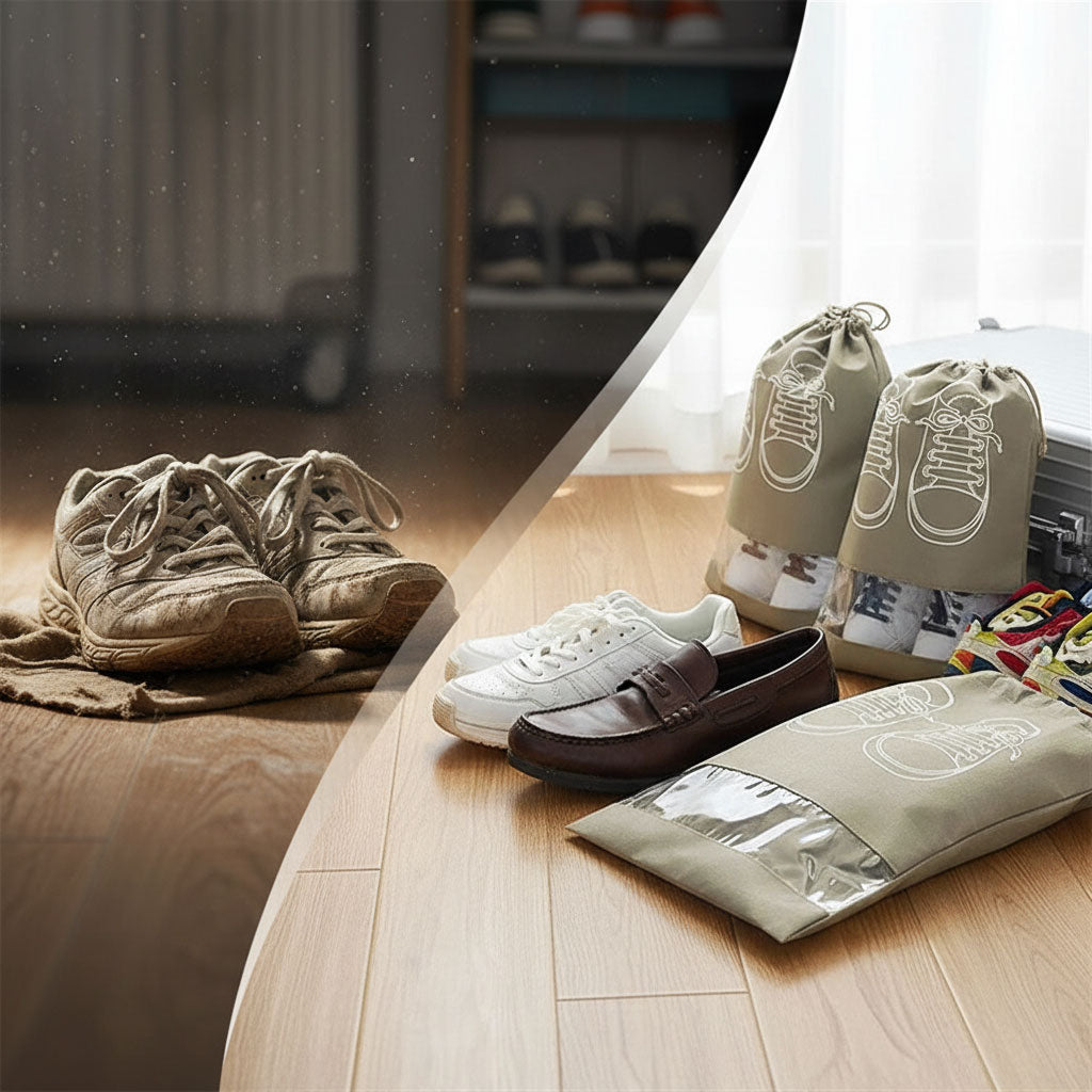 Shoe Bags for Travel Dust-proof Clear Window Non-Woven with Rope packing luggage suitcase Pouch Storage Organizer for Men and Women