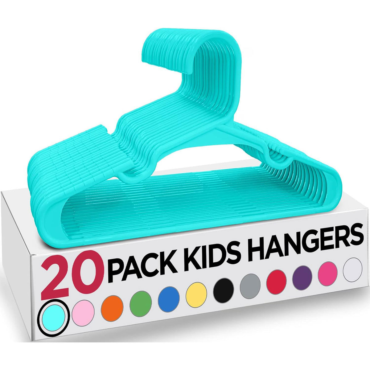 Kids Hangers Pack of 20, Non-Slip Durable Space-Saving Plastic Clothes Hangers for Baby, Toddler & Children’s Wardrobe