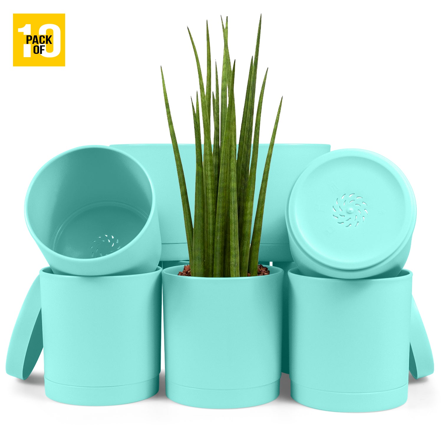 6-Inch Plastic Planter Pots – Cylindrical Stylish, Durable & Plant-Friendly with Drainage & Seamless Saucers