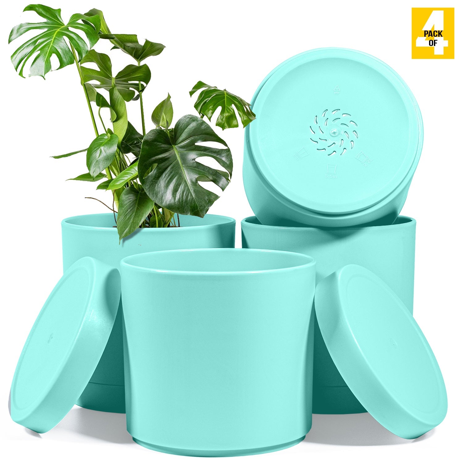 6-Inch Plastic Planter Pots – Cylindrical Stylish, Durable & Plant-Friendly with Drainage & Seamless Saucers