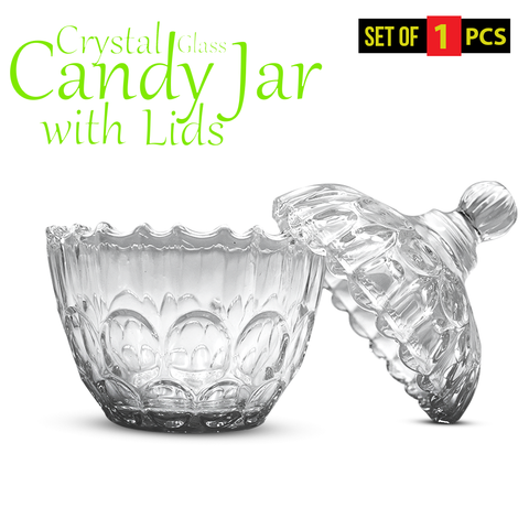 Elegant Crystal Glass Jar with Lid: Extraordinary Large Candy Jar for Decorative Luxe Display