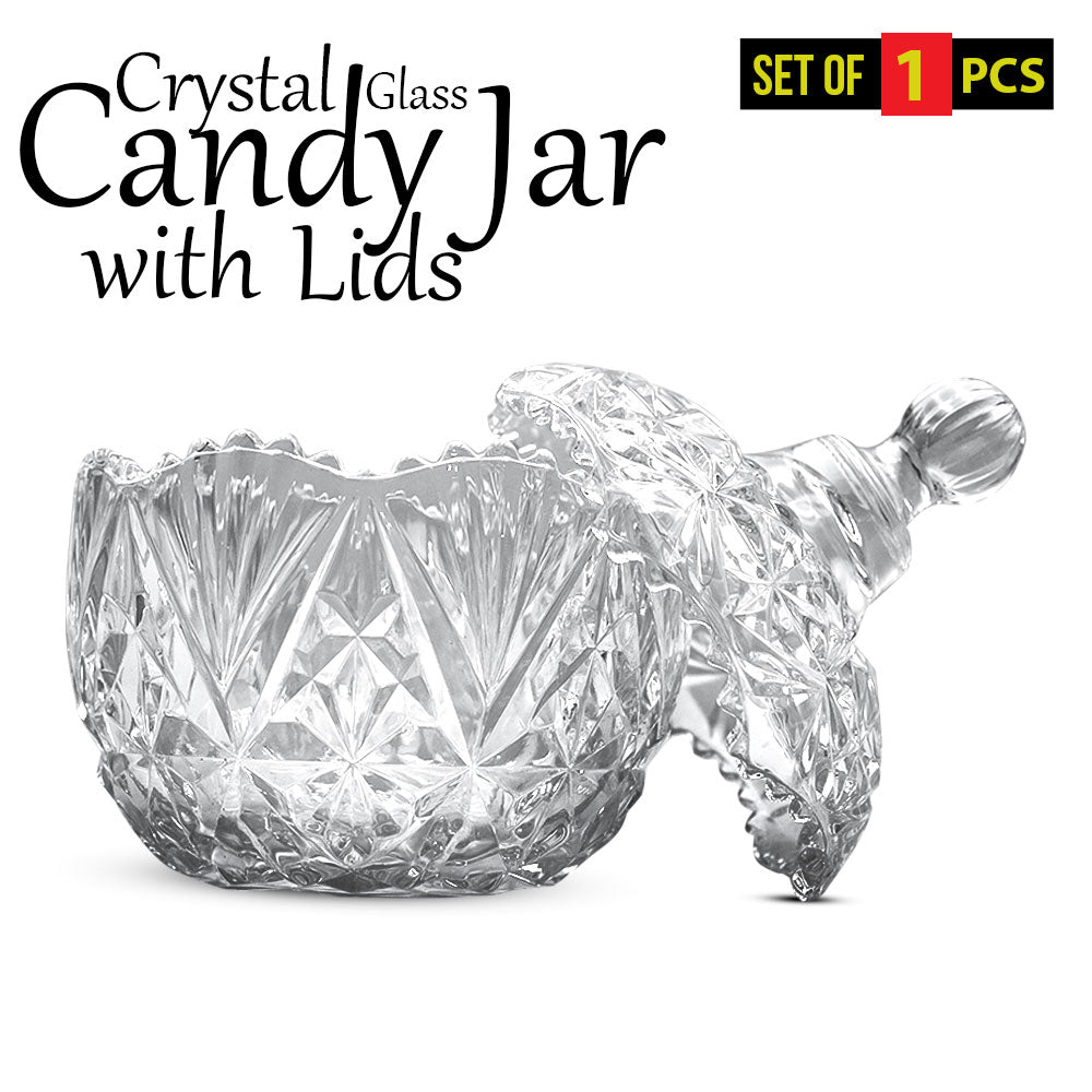 crystal glass jar with lid for candy and kitchen dry food storage - Small