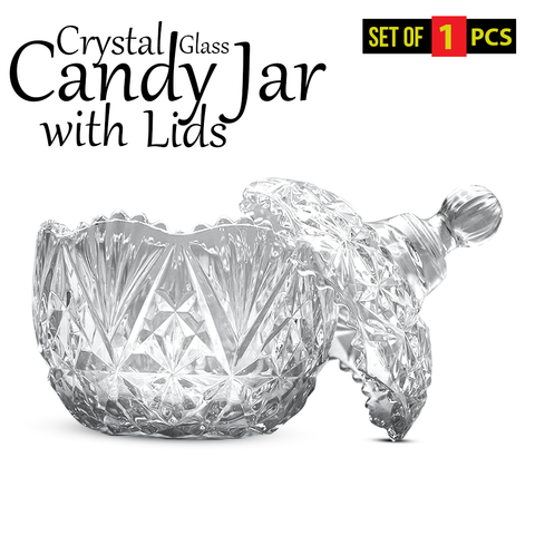 Elegant Crystal Glass Jar with Lid: Extraordinary Large Candy Jar for Decorative Luxe Display