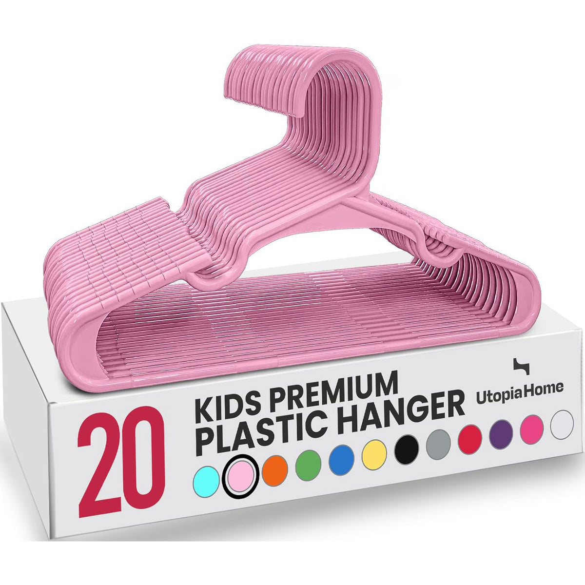 Kids Hangers Pack of 20, Non-Slip Durable Space-Saving Plastic Clothes Hangers for Baby, Toddler & Children’s Wardrobe