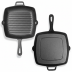 10-Inch Square Cast Iron Grill Pan – Pre-Seasoned Indoor & Outdoor Griddle Fast Forward