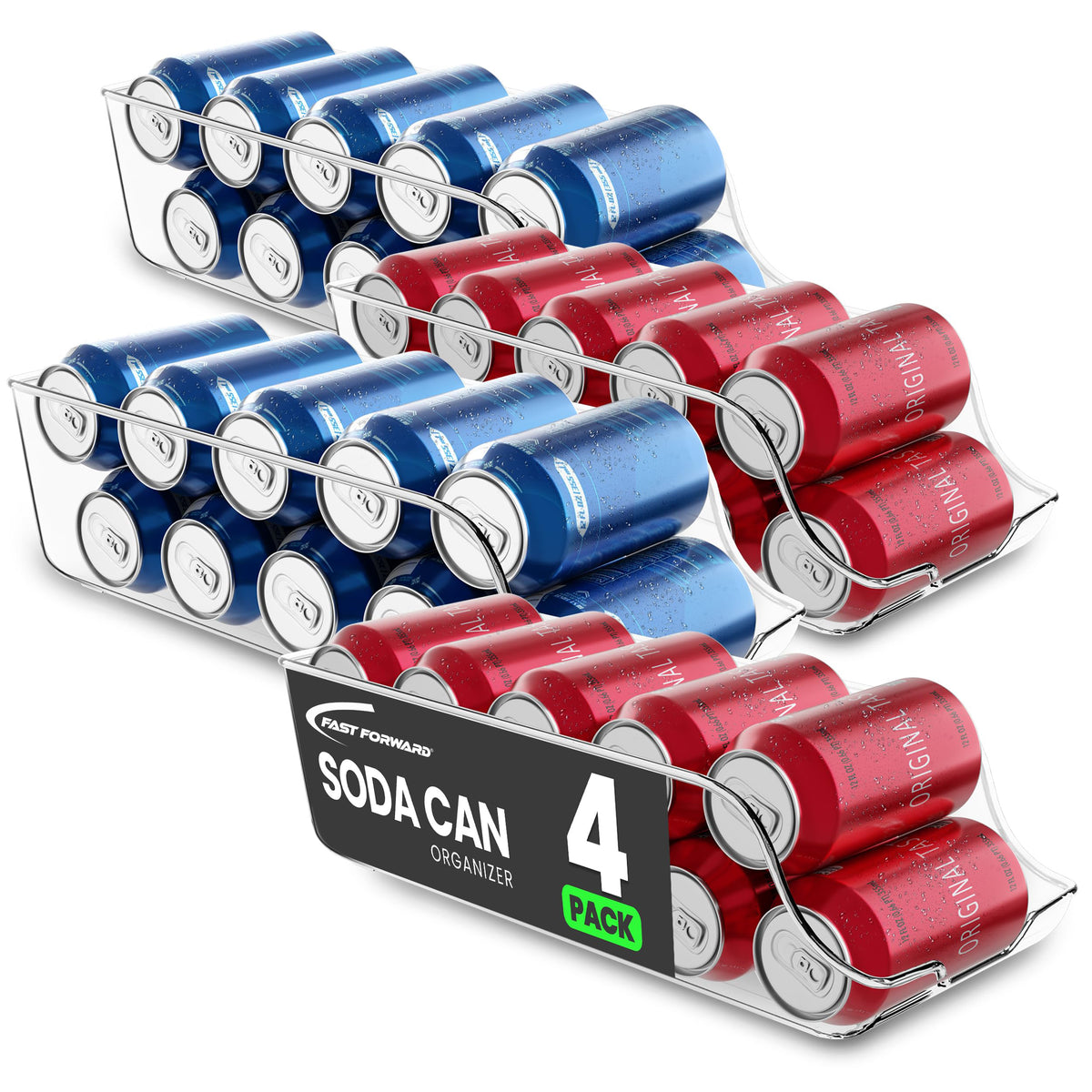 Soda Can Dispenser for Refrigerator, Clear Fridge Can Organizer Holder for Drinks, Cans & Kitchen Storage