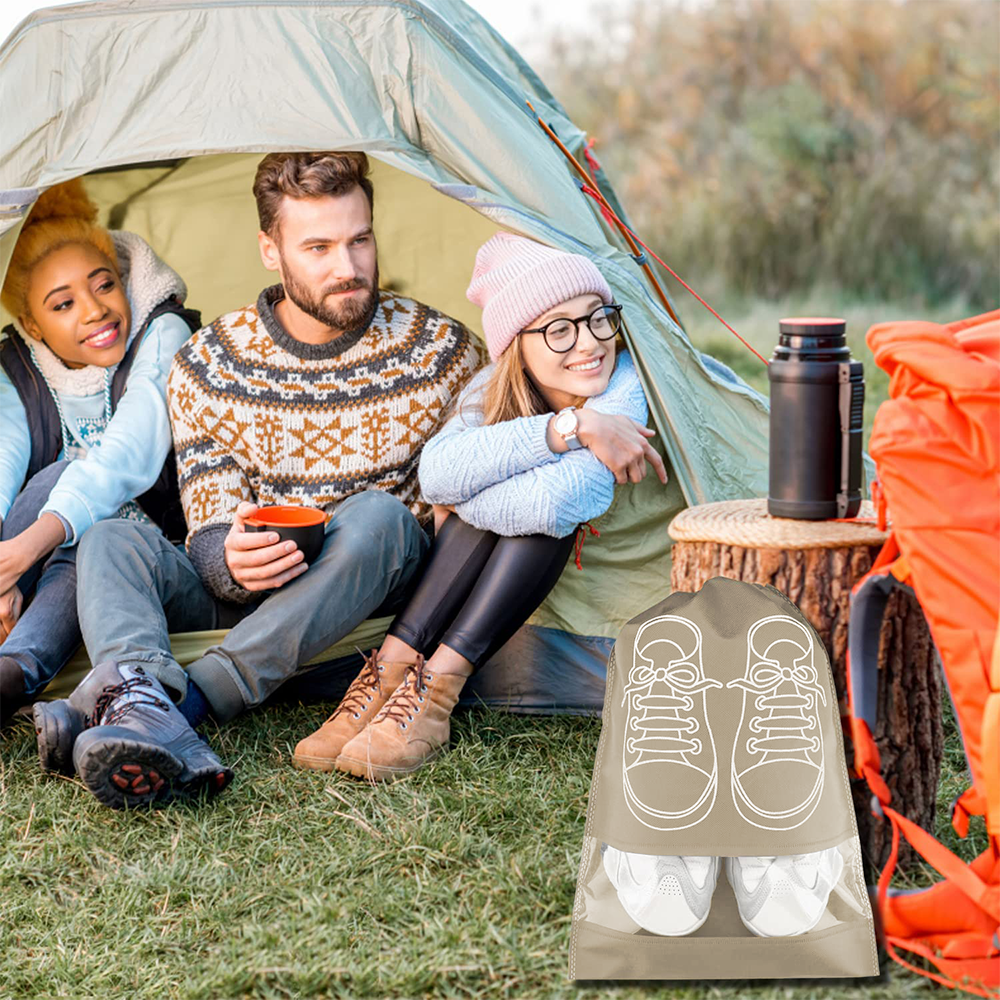 Shoe Bags for Travel Dust-proof Clear Window Non-Woven with Rope packing luggage suitcase Pouch Storage Organizer for Men and Women