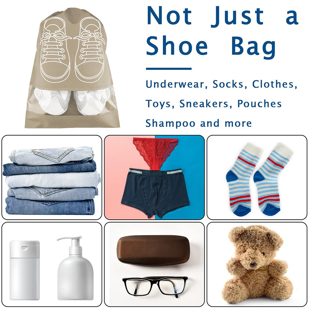 Shoe Bags for Travel Dust-proof Clear Window Non-Woven with Rope packing luggage suitcase Pouch Storage Organizer for Men and Women