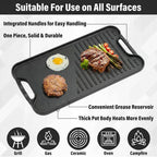 Pre-Seasoned Cast Iron Reversible Grill & Griddle Pan – Even Heat Distribution, 12-Inch Fast Forward