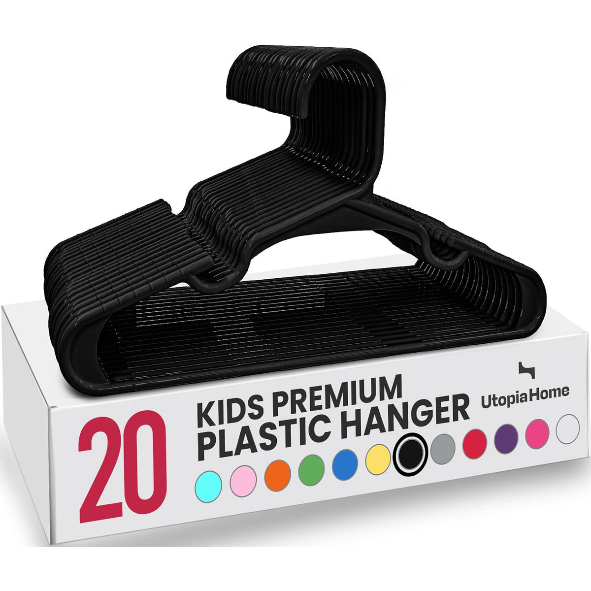 Kids Hangers Pack of 20, Non-Slip Durable Space-Saving Plastic Clothes Hangers for Baby, Toddler & Children’s Wardrobe