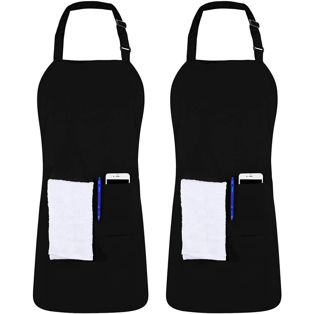 Apron with 2 Pockets Adjustable Bib & Neck Strap with Extra Long Ties Pack of 2 Fast Forward