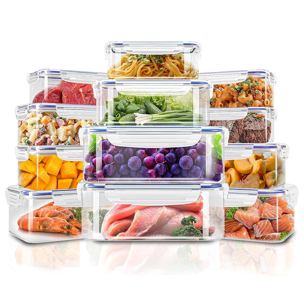 Plastic Food Containers set 3 Containers and 3 Lids Food Storage Containers with Airtight Lids