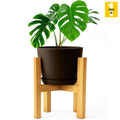 Modern Planter Pots with Drainage Tray & Pure Wooden Stand – Durable ABS Plastic with Seamless Saucers