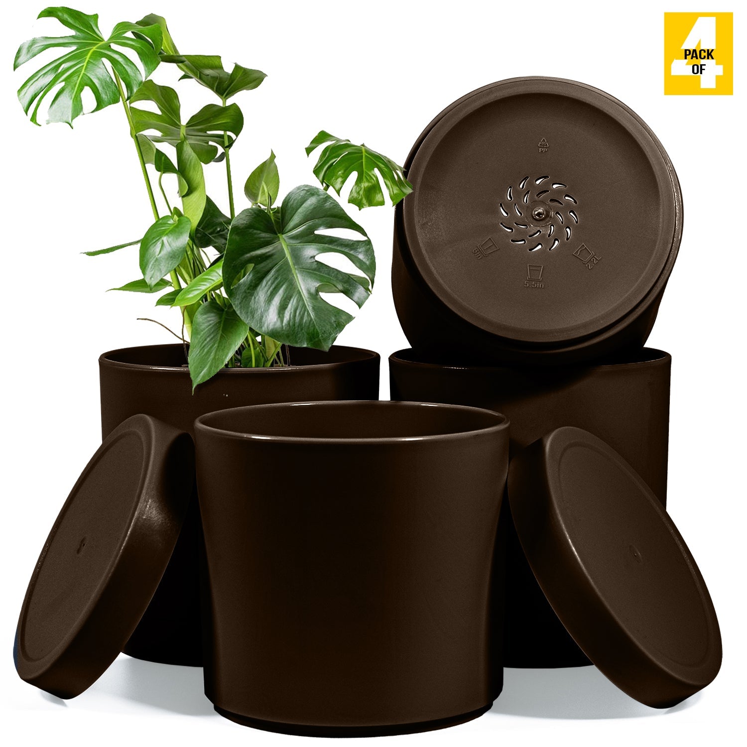 6-Inch Plastic Planter Pots – Cylindrical Stylish, Durable & Plant-Friendly with Drainage & Seamless Saucers