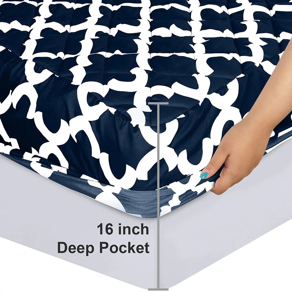 Plush Quilted Mattress Pad with Soft Fibrefill Elastic Fitted Mattress Topper Protector and Cover with Deep Pocket Stretches up to 16 Inches Fast Forward