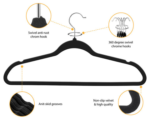 Premium Velvet Hangers Non-Slip Durable with 360 Degree Rotatable Hook 10 Pack Fast Forward