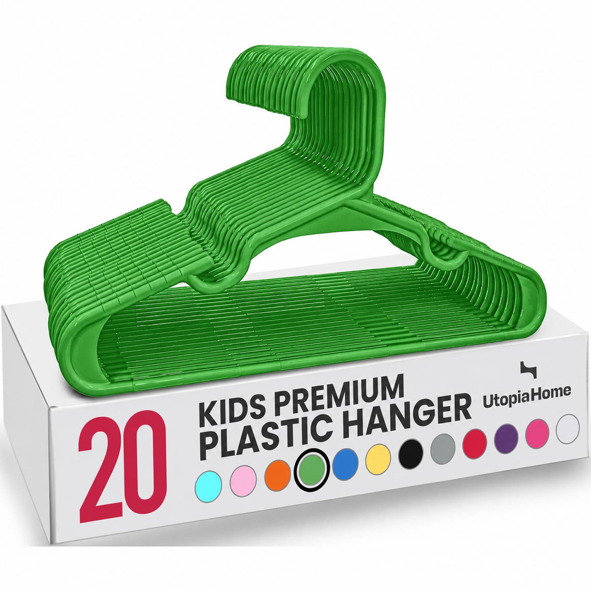 Kids Hangers Pack of 20, Non-Slip Durable Space-Saving Plastic Clothes Hangers for Baby, Toddler & Children’s Wardrobe