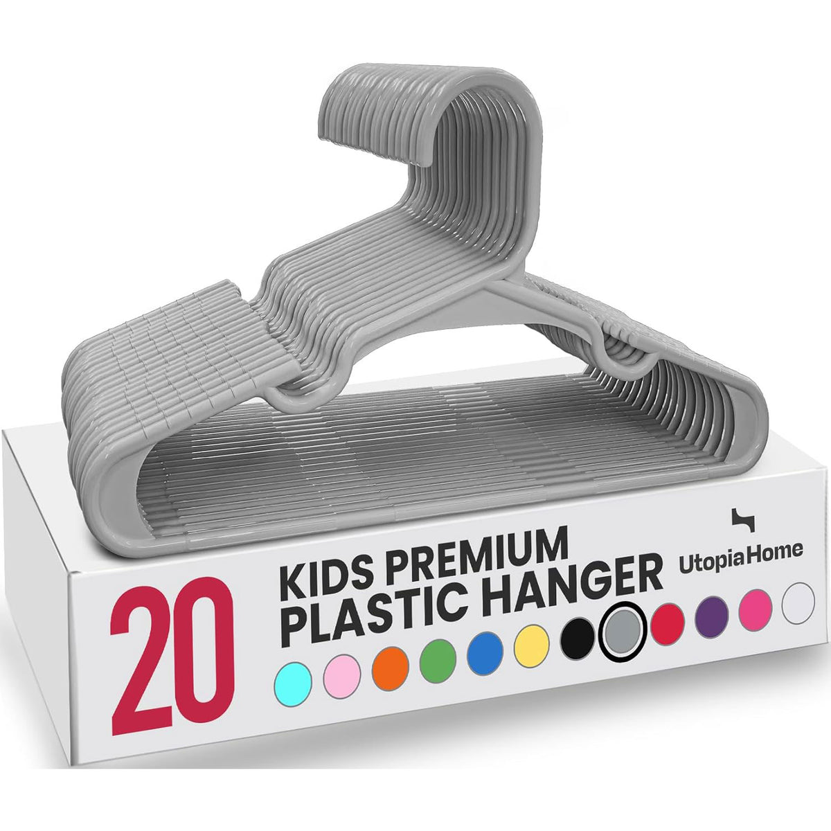 Kids Hangers Pack of 20, Non-Slip Durable Space-Saving Plastic Clothes Hangers for Baby, Toddler & Children’s Wardrobe