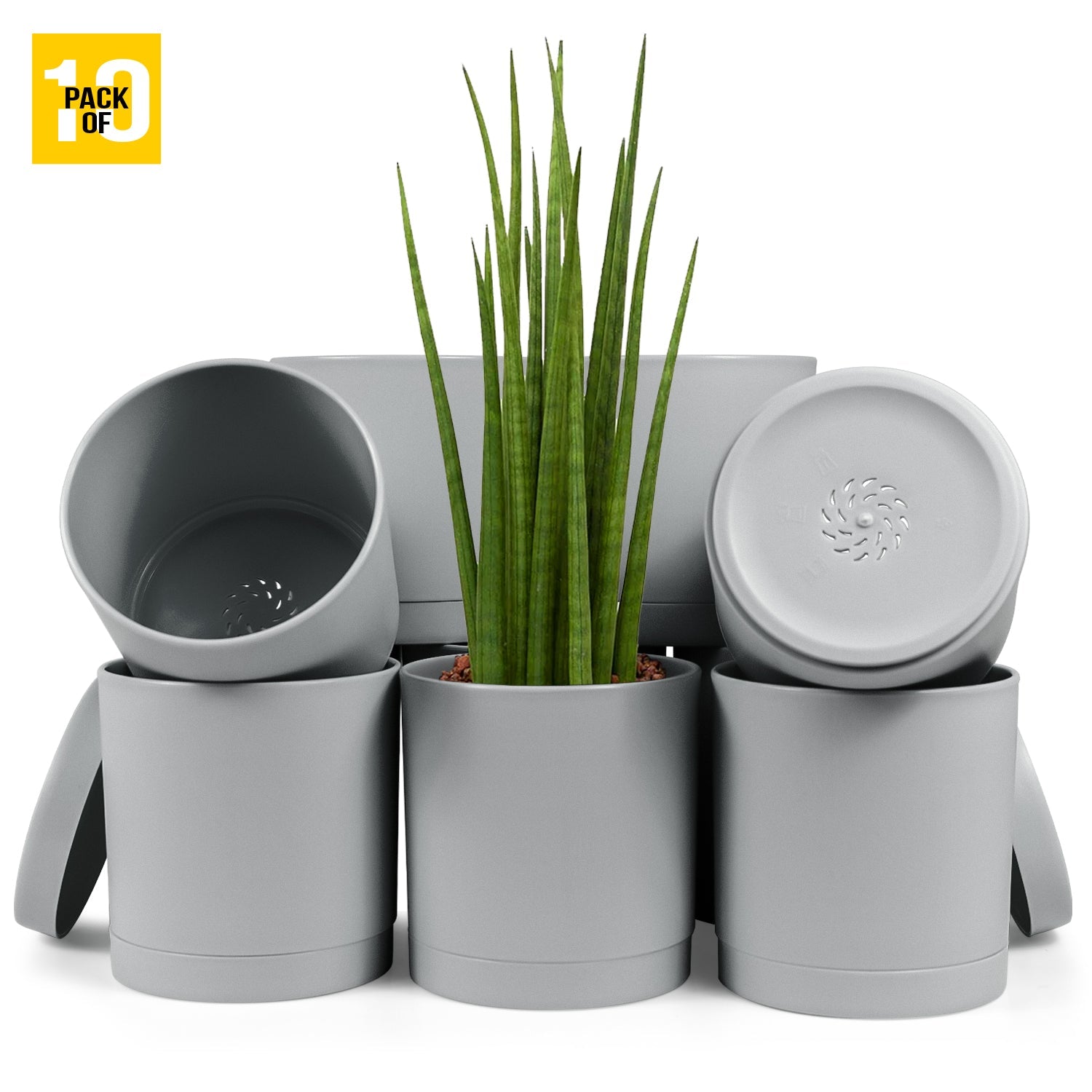 6-Inch Plastic Planter Pots – Cylindrical Stylish, Durable & Plant-Friendly with Drainage & Seamless Saucers