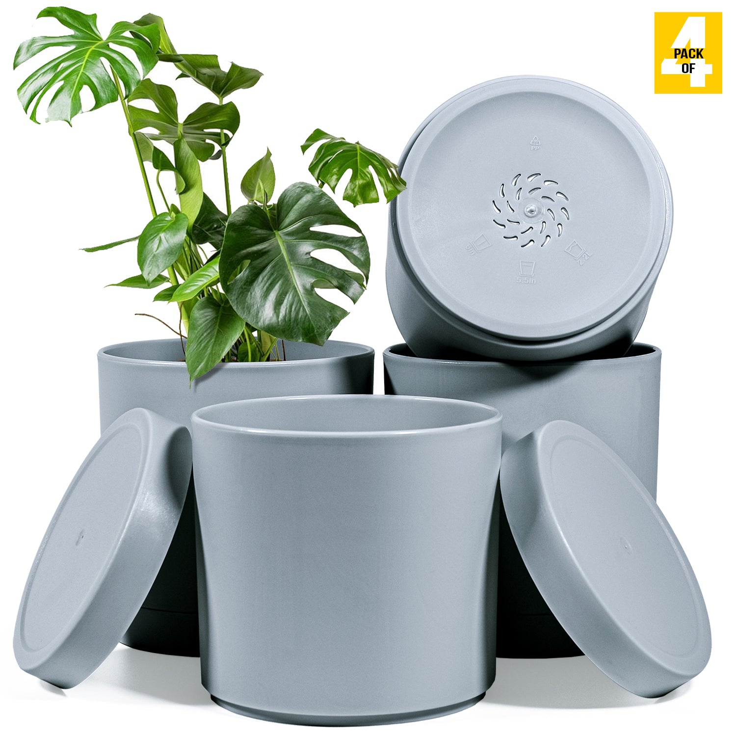 6-Inch Plastic Planter Pots – Cylindrical Stylish, Durable & Plant-Friendly with Drainage & Seamless Saucers