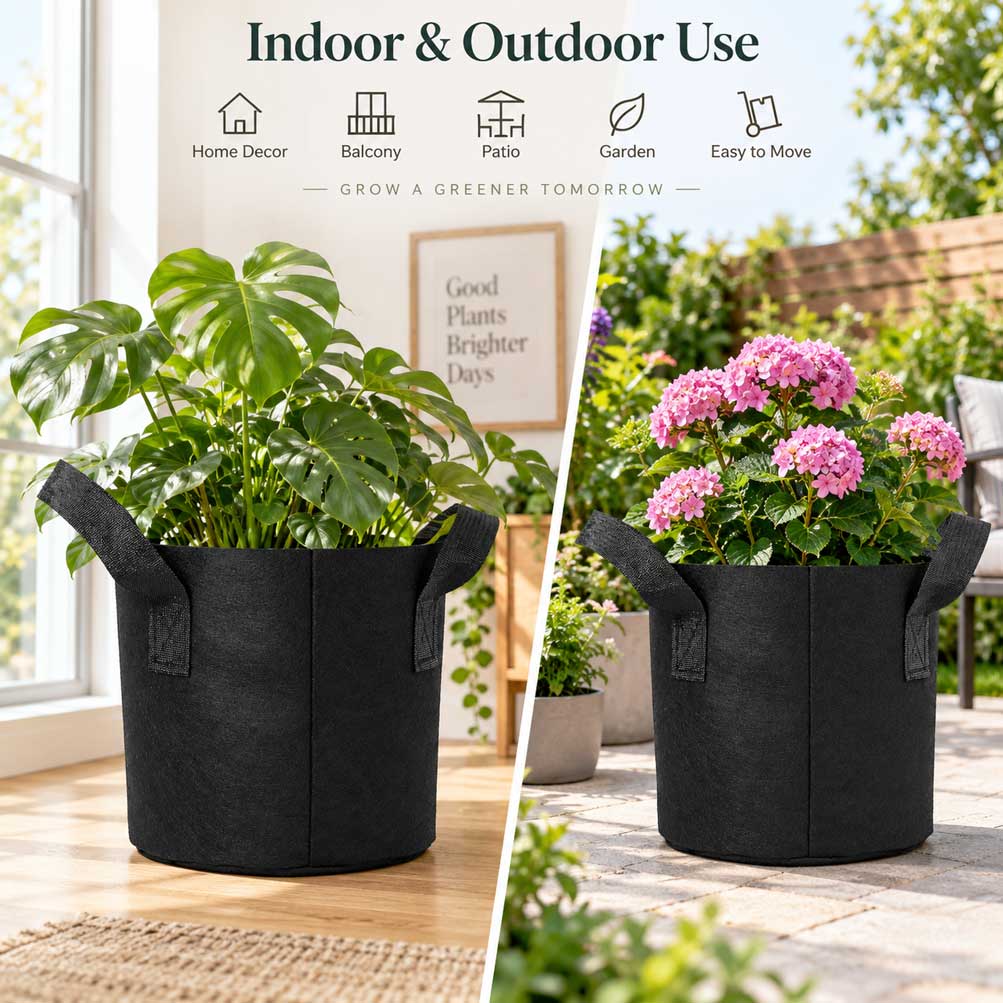 Heavy Duty Nonwoven Fabric Grow Bags with Handles – Pack of 2