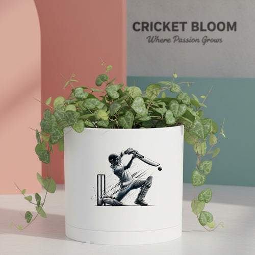 6 inch sticker planter pot with drainage saucer trendy design for indoor plants - main product view