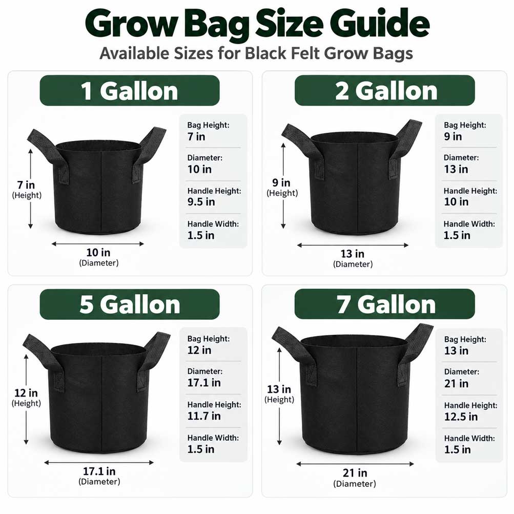 Heavy Duty Nonwoven Fabric Grow Bags with Handles – Pack of 2