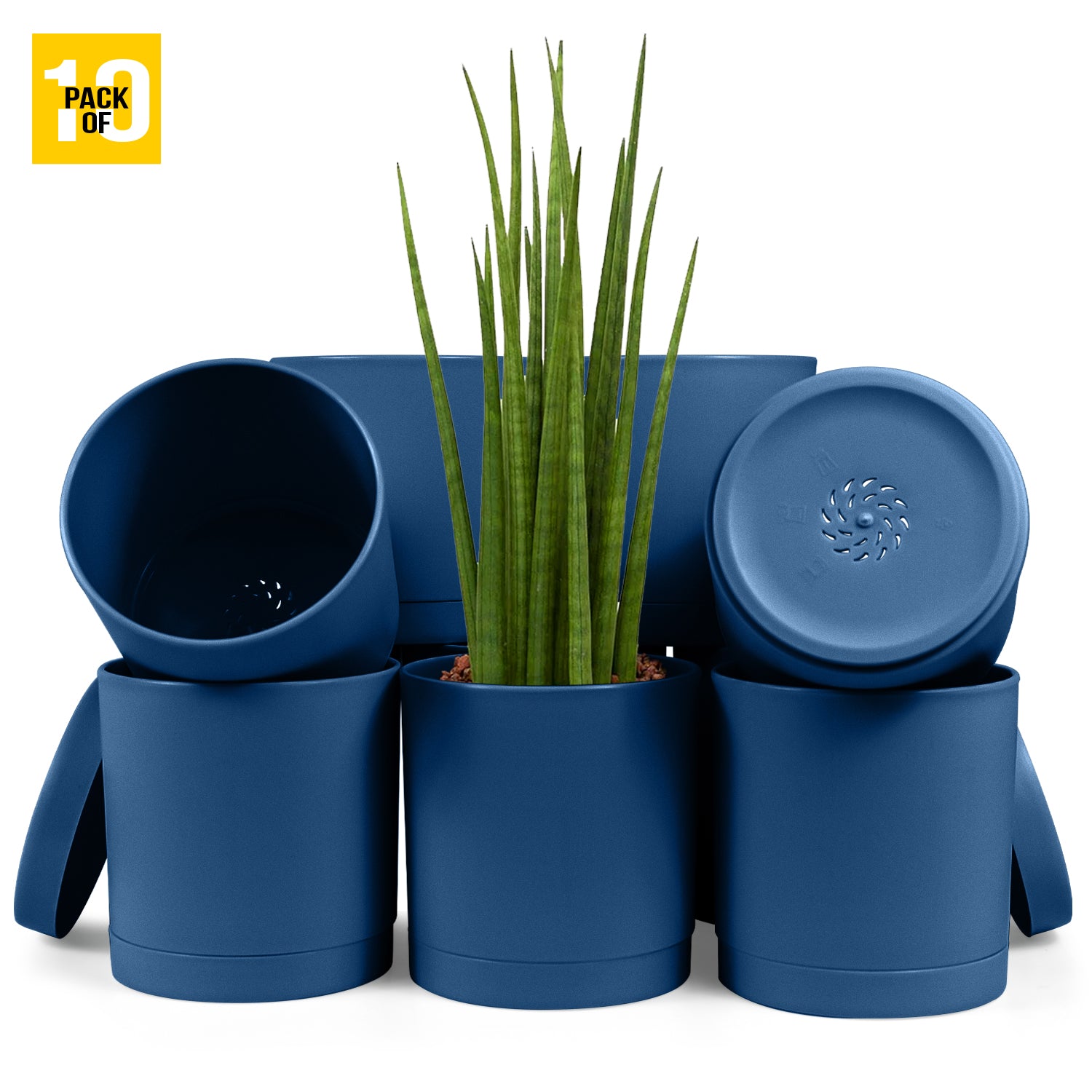 6-Inch Plastic Planter Pots – Cylindrical Stylish, Durable & Plant-Friendly with Drainage & Seamless Saucers
