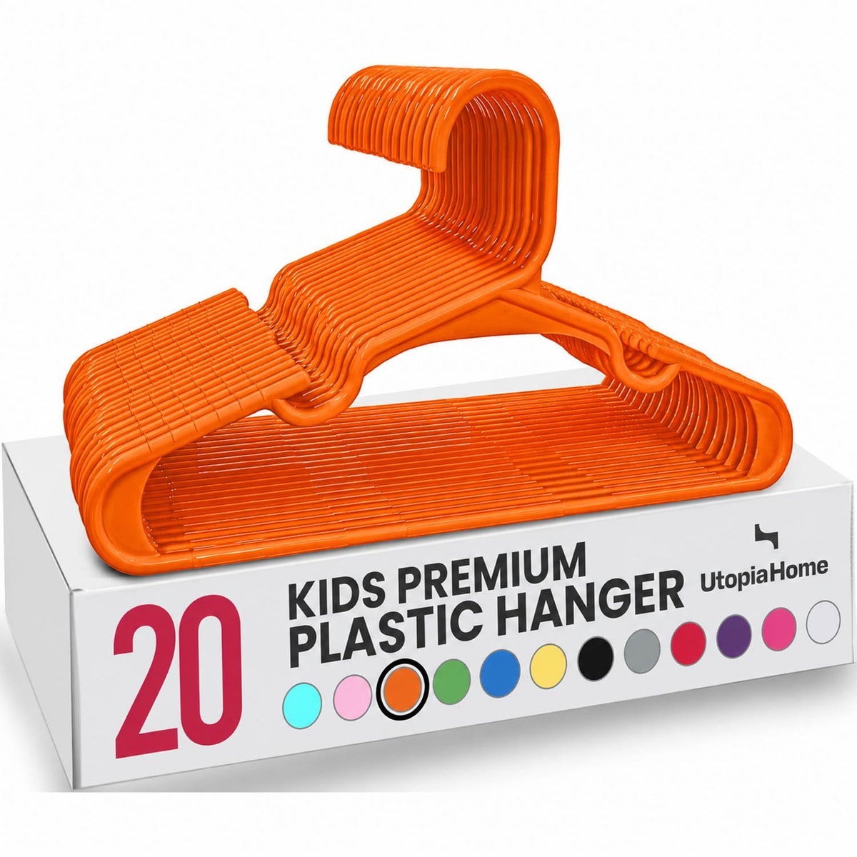 Kids Hangers Pack of 20, Non-Slip Durable Space-Saving Plastic Clothes Hangers for Baby, Toddler & Children’s Wardrobe