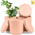 6-Inch Plastic Planter Pots – Cylindrical Stylish, Durable & Plant-Friendly with Drainage & Seamless Saucers