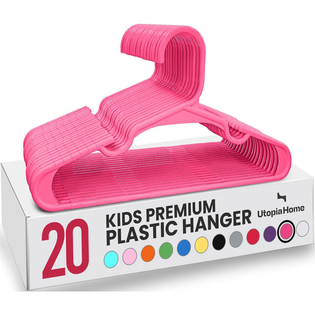 Kids Hangers Pack of 20, Non-Slip Durable Space-Saving Plastic Clothes Hangers for Baby, Toddler & Children’s Wardrobe