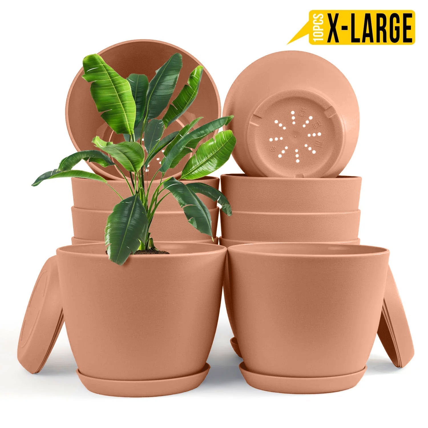Extra Large Plant Pots for Indoor/Outdoor Use with Drainage. Available in Multi-Packs and Six Vibrant Colors