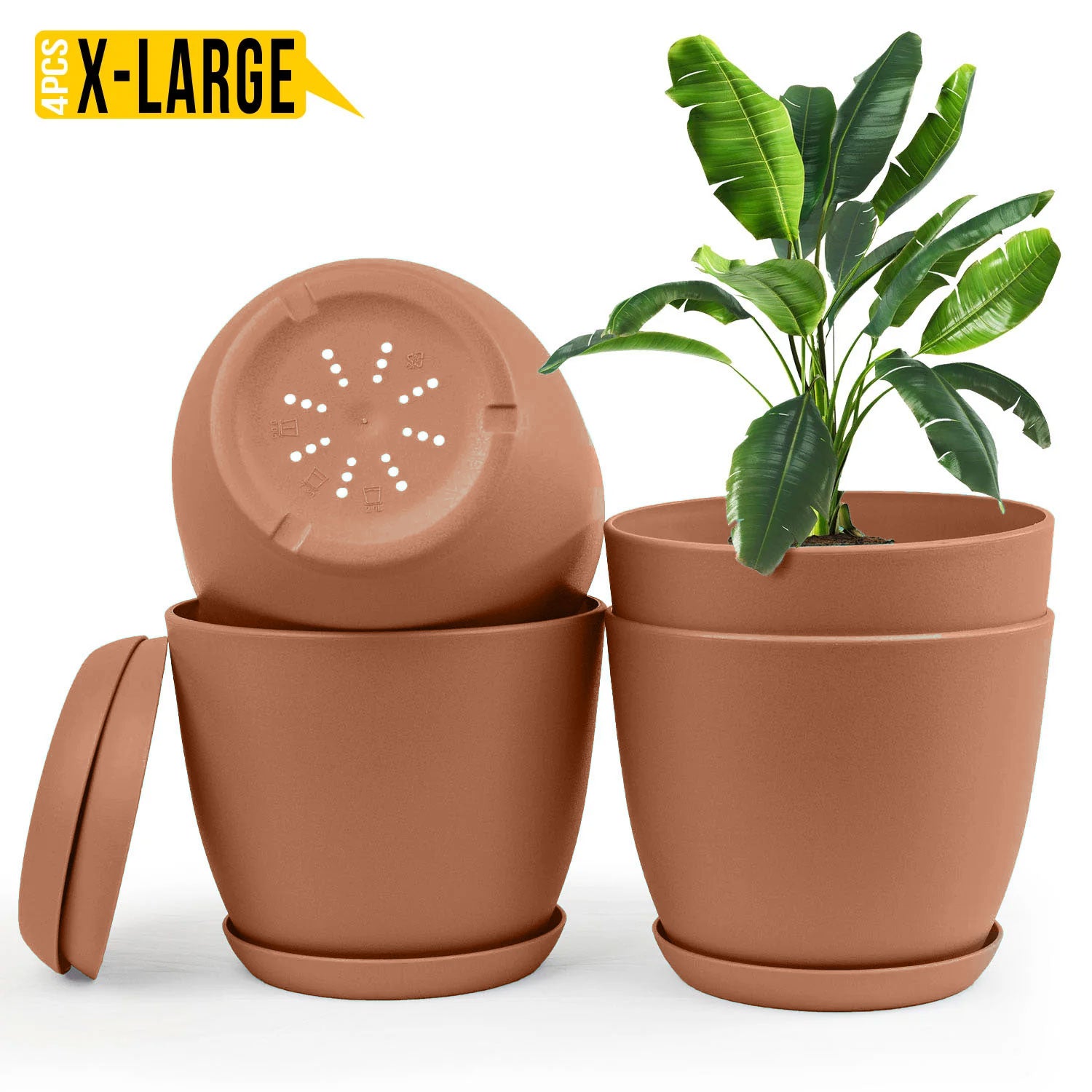 Extra Large Plant Pots for Indoor/Outdoor Use with Drainage. Available in Multi-Packs and Six Vibrant Colors