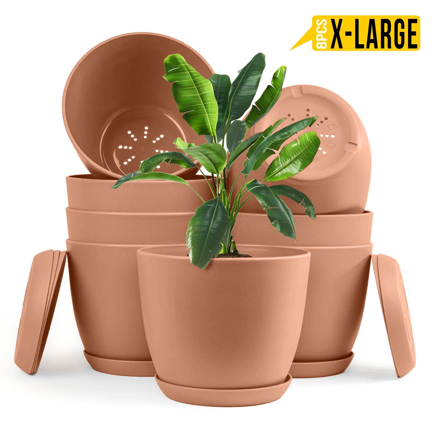 Extra Large Plant Pots for Indoor/Outdoor Use with Drainage. Available in Multi-Packs and Six Vibrant Colors