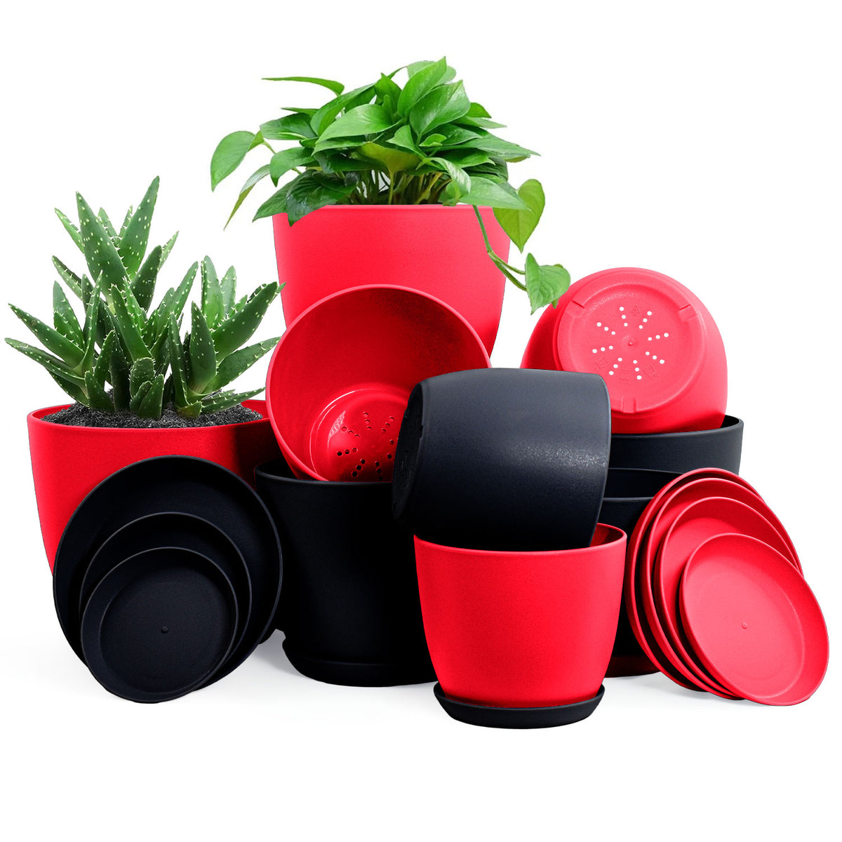 Fast Forward: Premium Set of 10 Indoor Plant Pots with Drainage Decorative Plastic Planters for Indoor