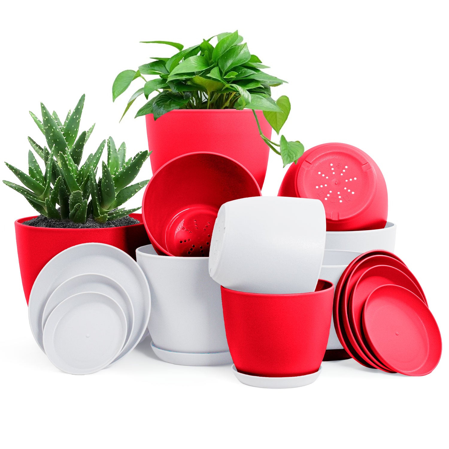 Fast Forward: Premium Set of 10 Indoor Plant Pots with Drainage Decorative Plastic Planters for Indoor