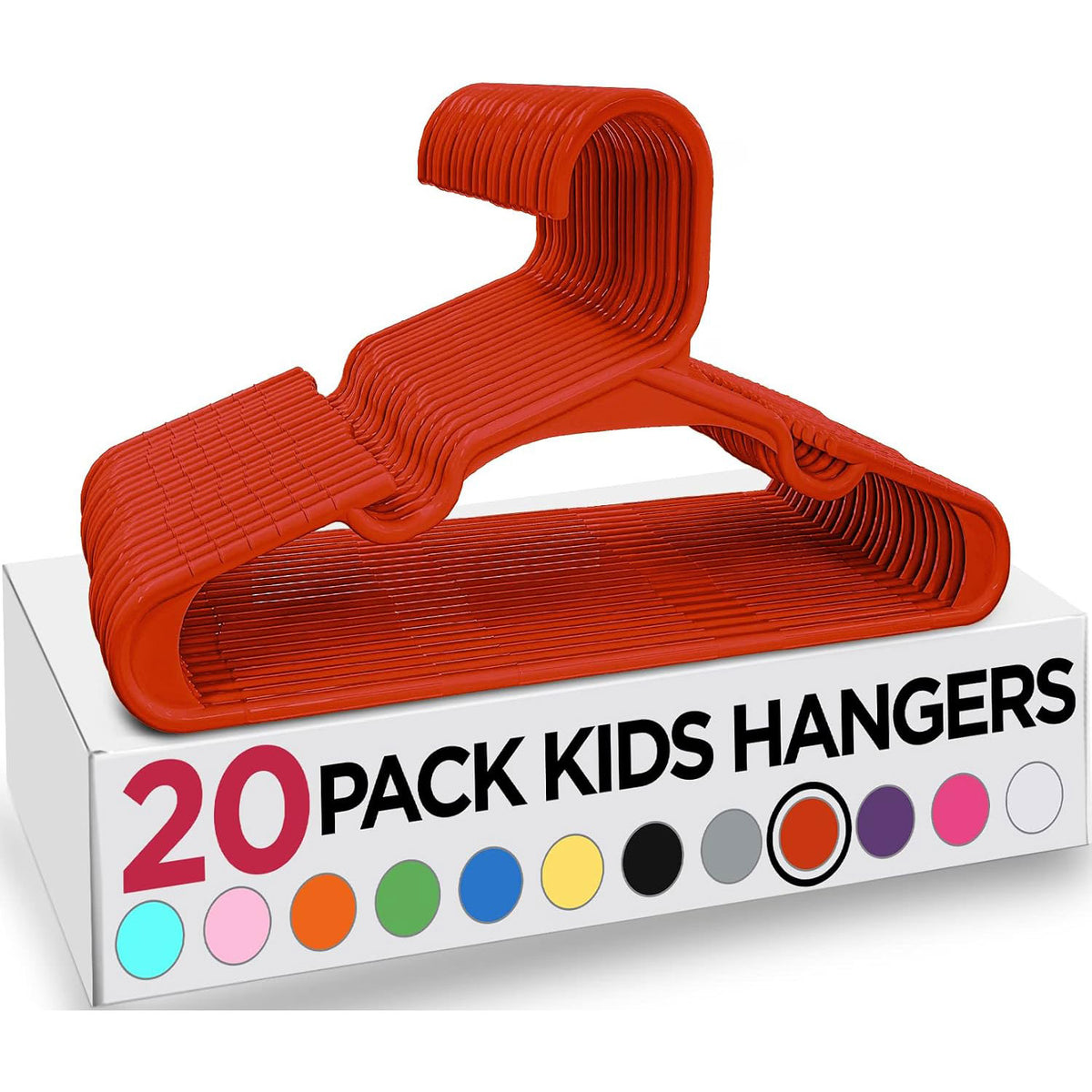 Kids Hangers Pack of 20, Non-Slip Durable Space-Saving Plastic Clothes Hangers for Baby, Toddler & Children’s Wardrobe