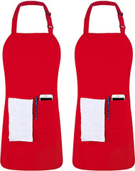 Apron with 2 Pockets Adjustable Bib & Neck Strap with Extra Long Ties Pack of 2 Fast Forward