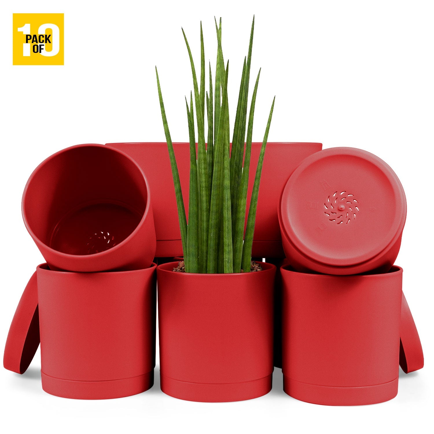 6-Inch Plastic Planter Pots – Cylindrical Stylish, Durable & Plant-Friendly with Drainage & Seamless Saucers
