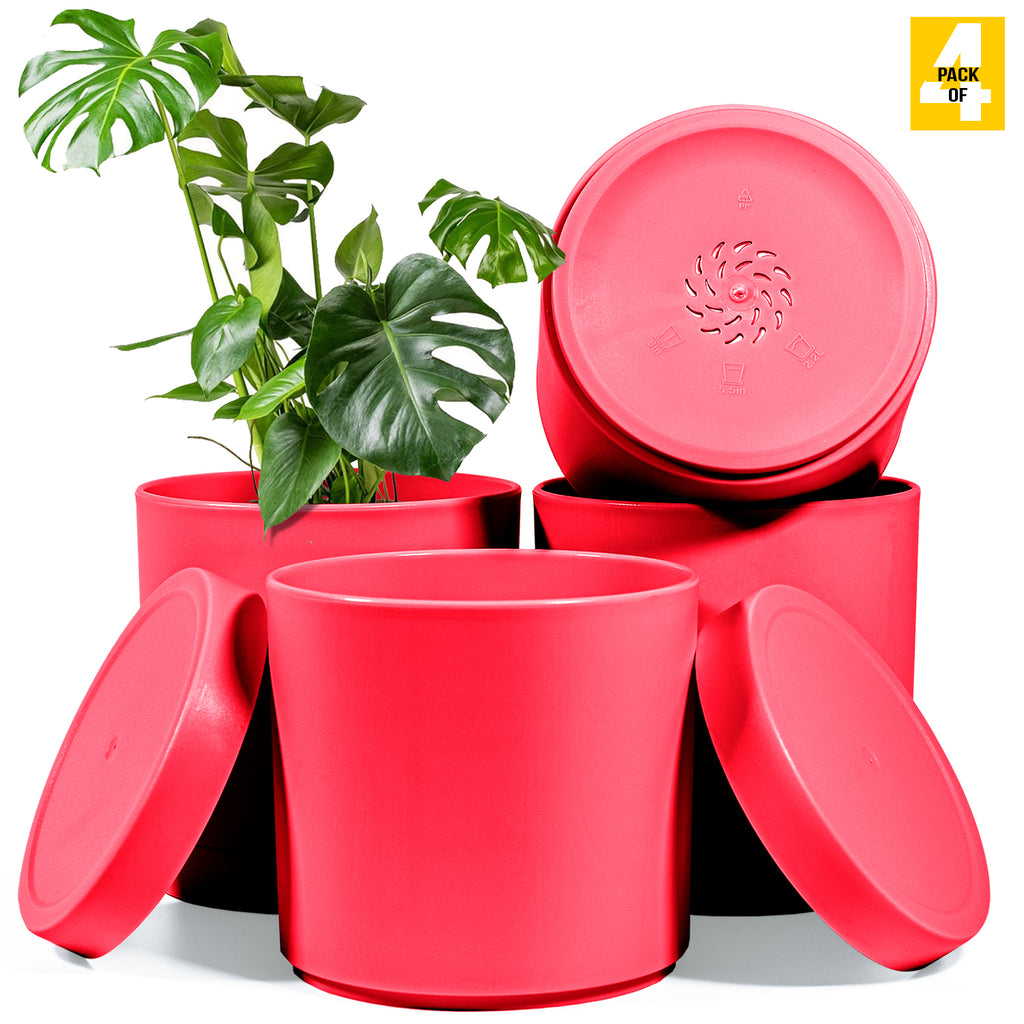 6-Inch Plastic Planter Pots – Cylindrical Stylish, Durable & Plant-Friendly with Drainage & Seamless Saucers