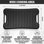 Pre-Seasoned Cast Iron Reversible Grill & Griddle Pan – Even Heat Distribution, 12-Inch Fast Forward