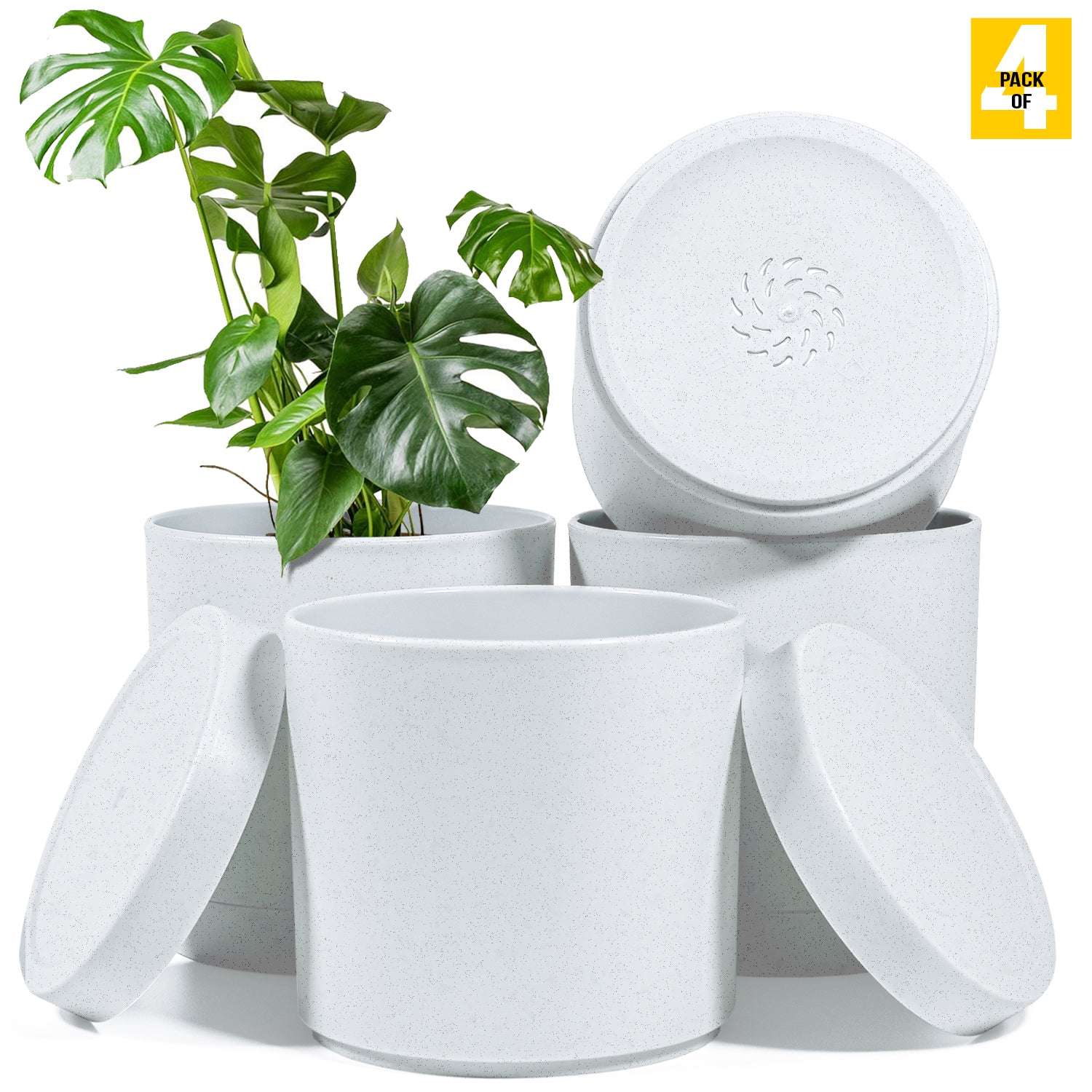6-Inch Plastic Planter Pots – Cylindrical Stylish, Durable & Plant-Friendly with Drainage & Seamless Saucers
