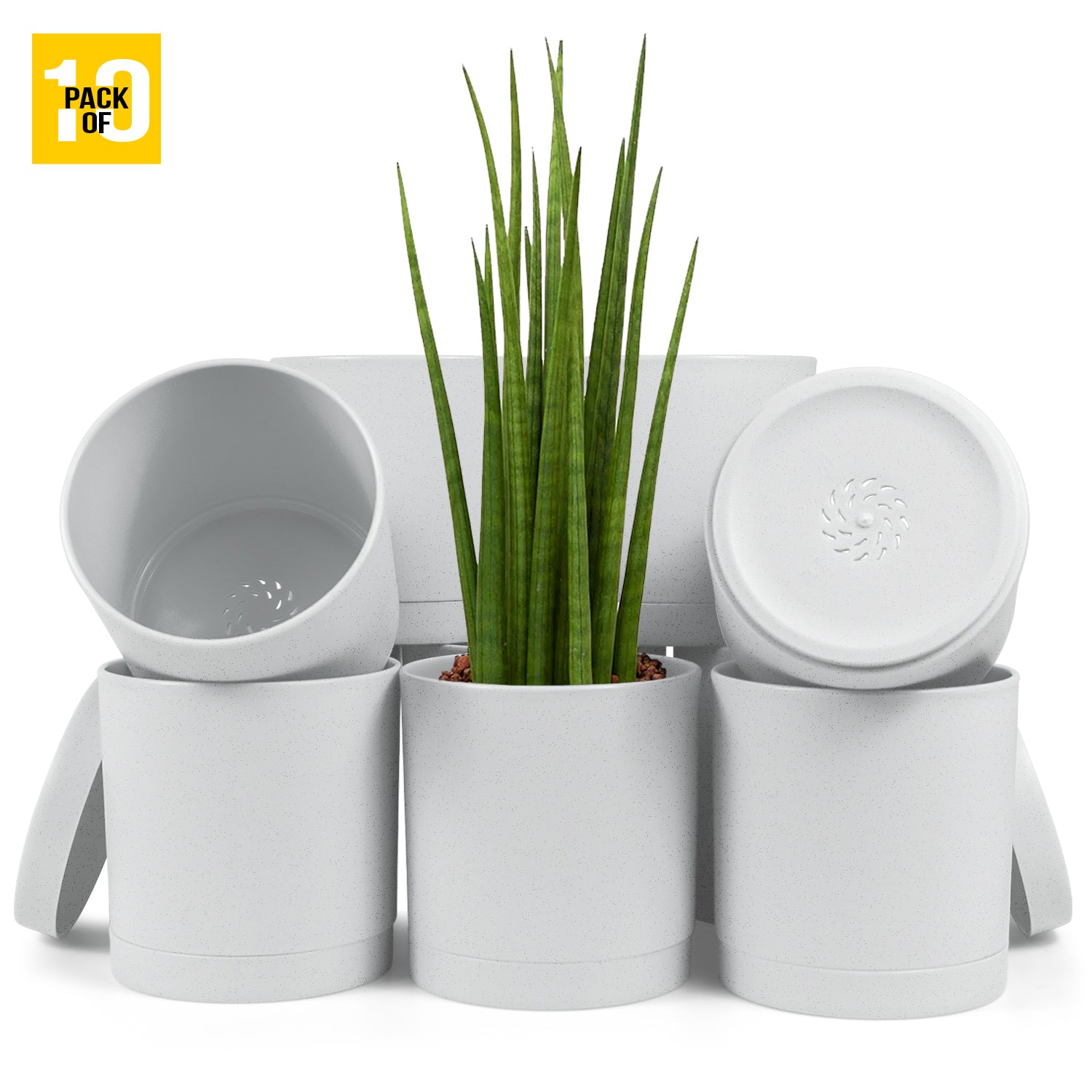 6-Inch Plastic Planter Pots – Cylindrical Stylish, Durable & Plant-Friendly with Drainage & Seamless Saucers