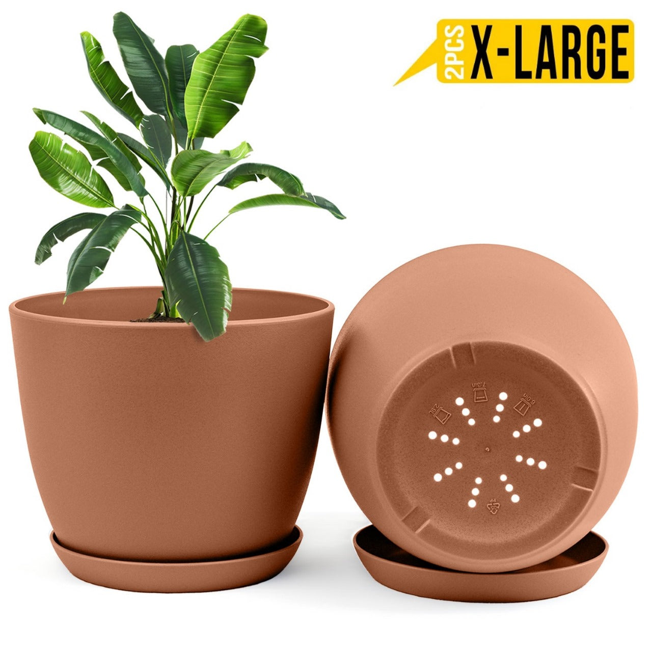 Extra Large Plant Pots for Indoor/Outdoor Use with Drainage. Available in Multi-Packs and Six Vibrant Colors