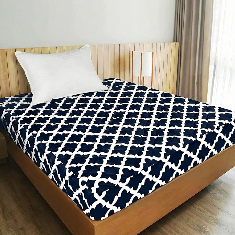 Plush Quilted Mattress Pad with Soft Fibrefill Elastic Fitted Mattress Topper Protector and Cover with Deep Pocket Stretches up to 16 Inches Fast Forward